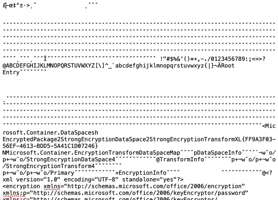 Example of an encrypted Word document Image: Example of an encrypted Word document