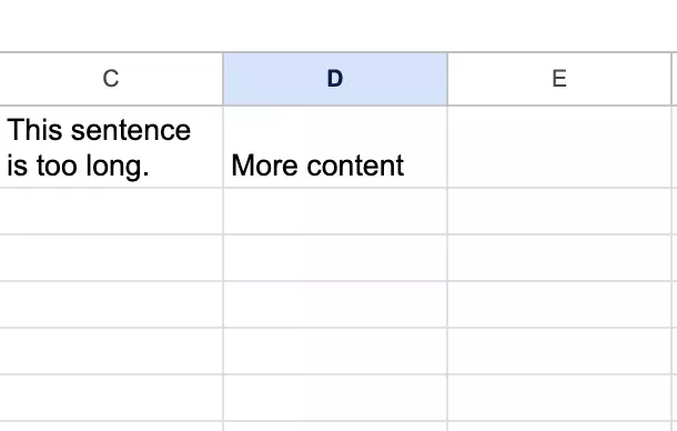 Screenshot of manual text wrapping in Google Sheets Image: Screenshot of manual text wrapping in Google Sheets