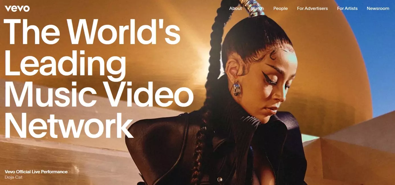 Image: Screenshot of Vevo website