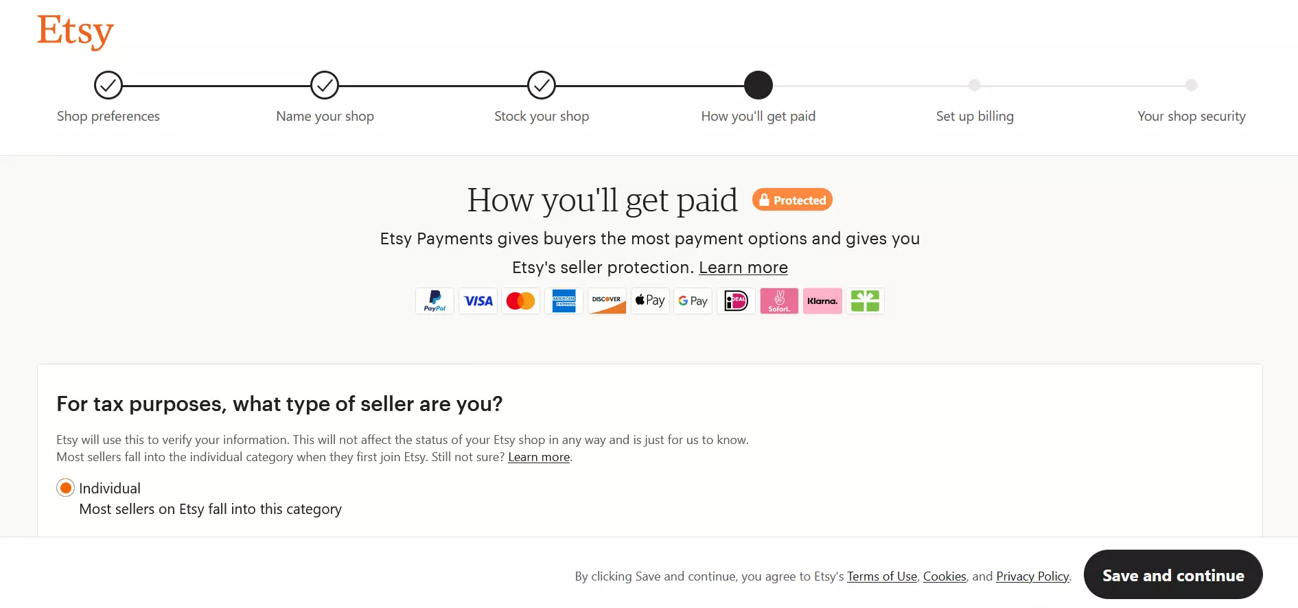 Screenshot of payment methods of an Etsy store Image: Screenshot of payment methods of an Etsy store