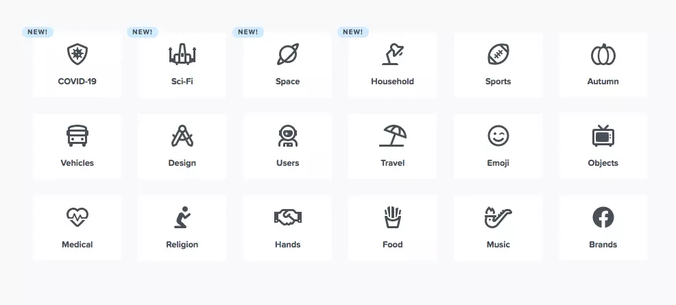 Parte do site do Font Awesome, com categorias de ícones Imagem: Parte do site do Font Awesome, com categorias de ícones
